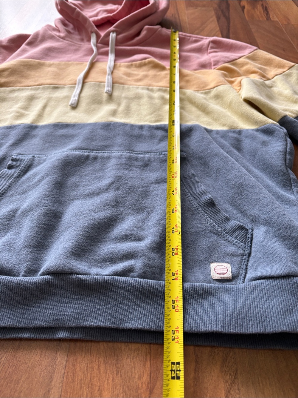 Marine Layer Woman’s Pastel Stripe Pullover Hoodie - Pink, Yellow, Cream, Blue - Picture 7 of 10